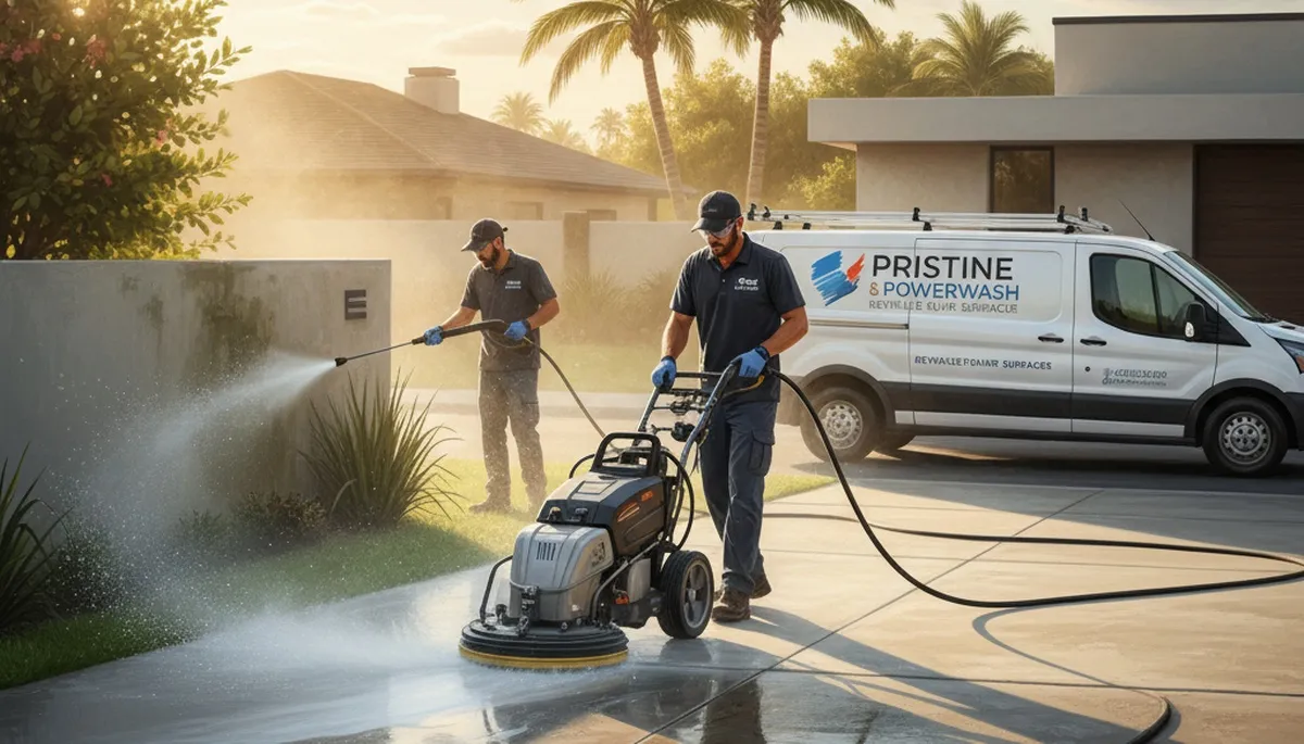 Concrete pressure cleaning in Mountain View, CA for driveways, patios, and walkways by Mountain View Paint Pros