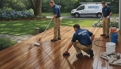Deck sealing service in Mountain View, CA protecting a wood deck from sun and moisture