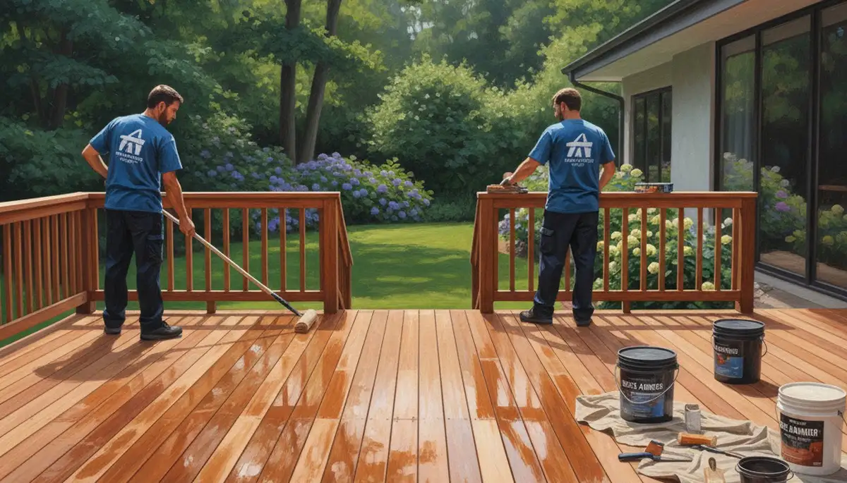 Deck sealing service in Mountain View, CA protecting wood decks from sun and moisture