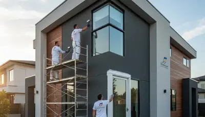 Mountain View, CA painters applying exterior house paint for durable home protection