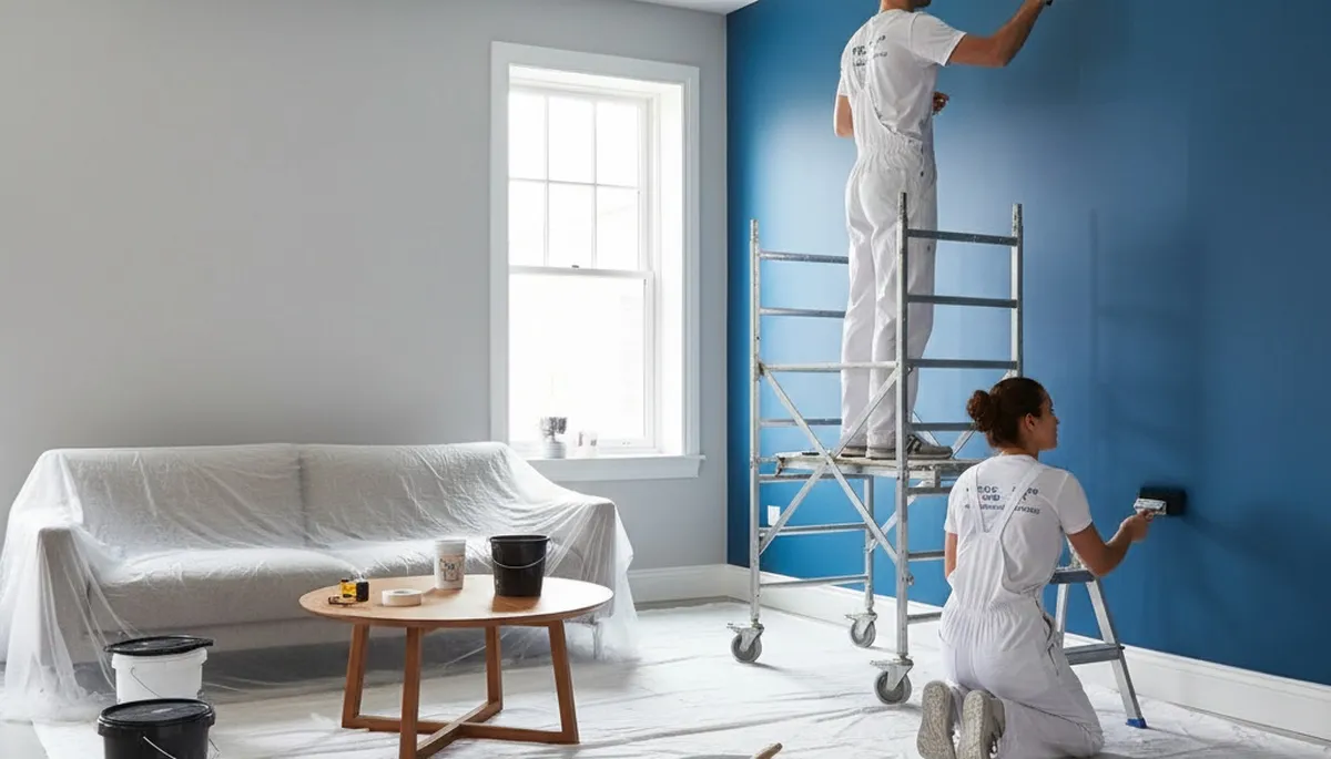 Interior painting crew in Mountain View, CA prepping and painting a home with professional care