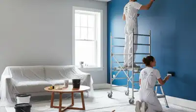 Interior painting crew in Mountain View, CA prepping and painting a home with professional care