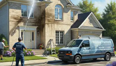Pressure cleaning service in Mountain View, CA for driveways, siding, and decks by Mountain View Paint Pros